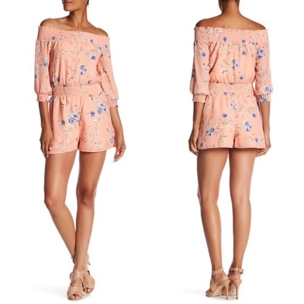 NWT Ali & Jay | Peach Floral Backstage Romper Small - Picture 9 of 10